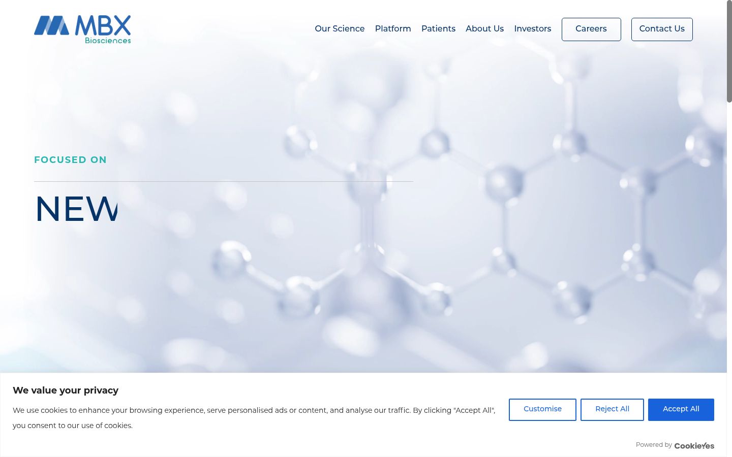 Screenshot del banner di consenso mostrato prima di qualsiasi interazione