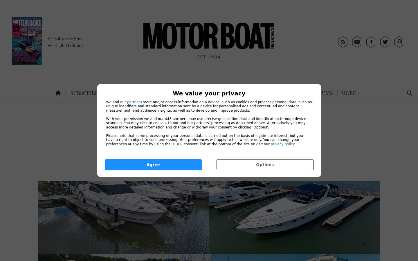 Screenshot del banner di consenso mostrato prima di qualsiasi interazione