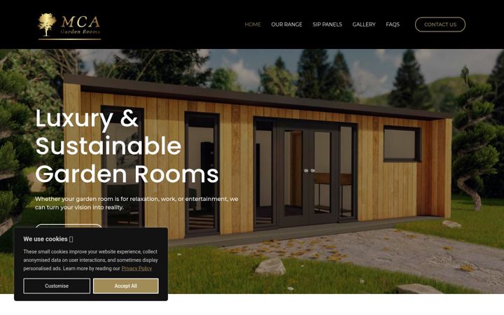 Screenshot of mcagardenrooms.com