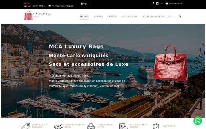 Screenshot of mcaluxurybags.com