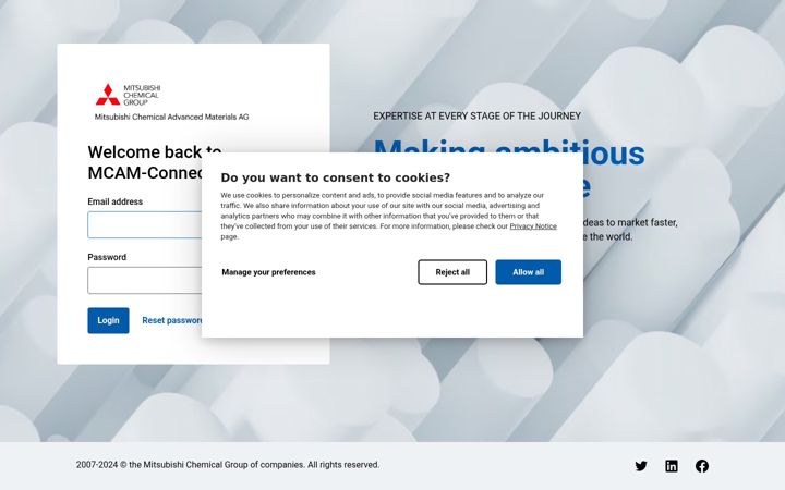 Screenshot of mcam-connect.com