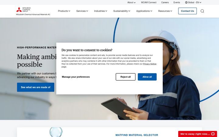 Screenshot of mcam.com