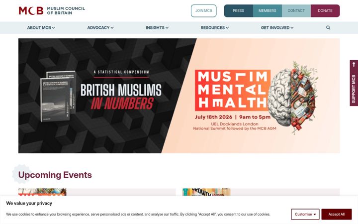 Screenshot of mcb.org.uk