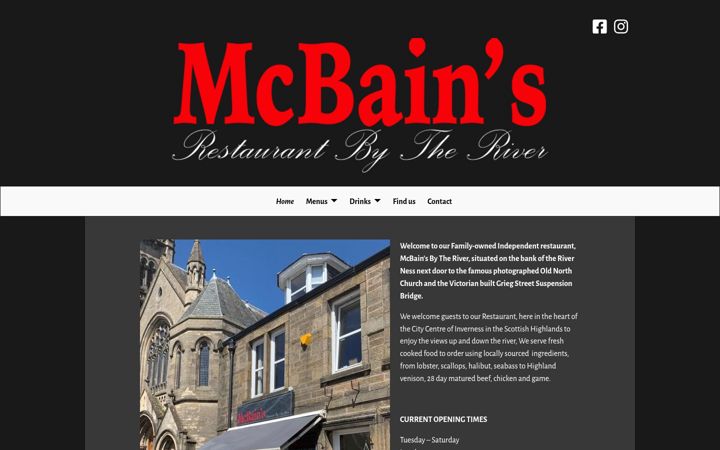 Screenshot of mcbainsbytheriver.com