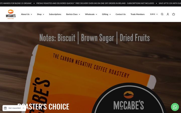 Screenshot of mccabecoffee.com