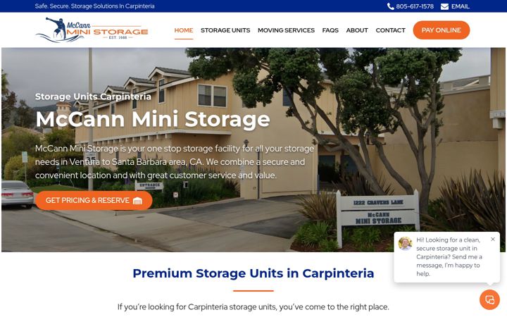 Screenshot of mccannministorage.com