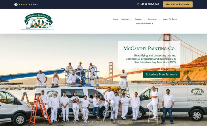 Screenshot of mccarthypainting.com
