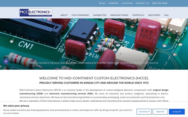 Screenshot of mccelectronics.com