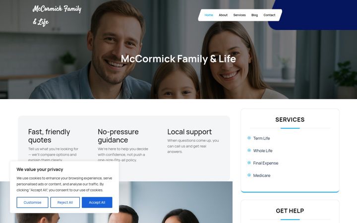 Screenshot of mccormickfamilyandlife.com