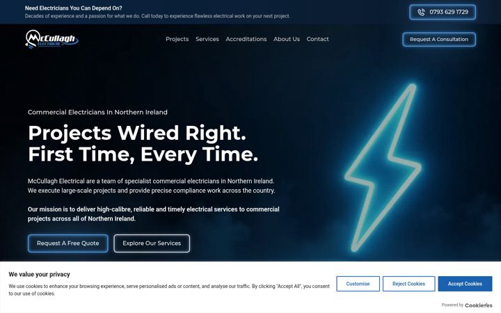 Screenshot of mccullaghelectrical.com