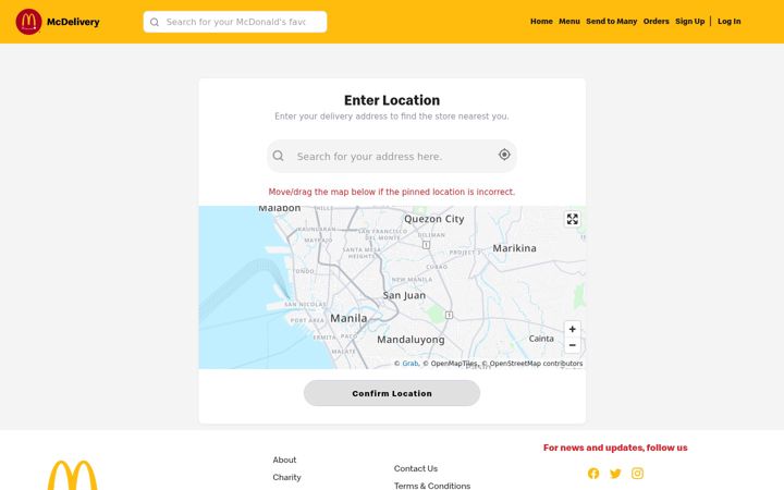Screenshot of mcdelivery.com.ph