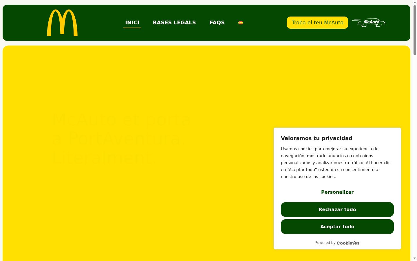 Screenshot van de toestemmingsbanner zoals getoond vóór enige interactie