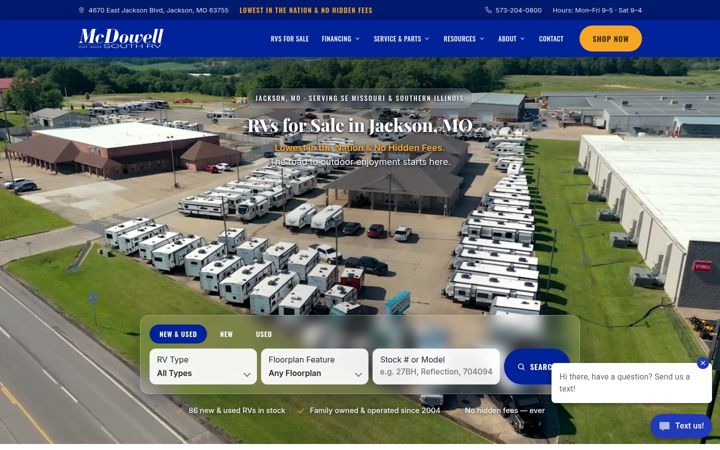 Screenshot of mcdowellsouthrv.com