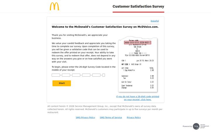 Screenshot ta' mcdvoice.com