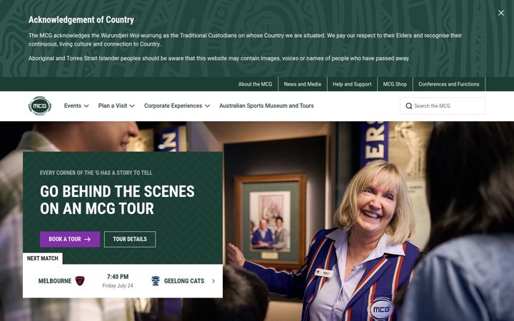 Screenshot of mcg.org.au