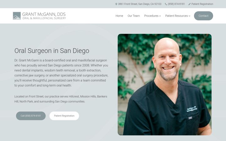 Screenshot of mcgannoralsurgery.com