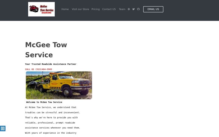 Screenshot of mcgeetowservice.com