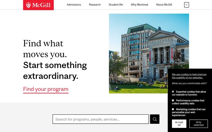Skjermbilde av mcgill.ca