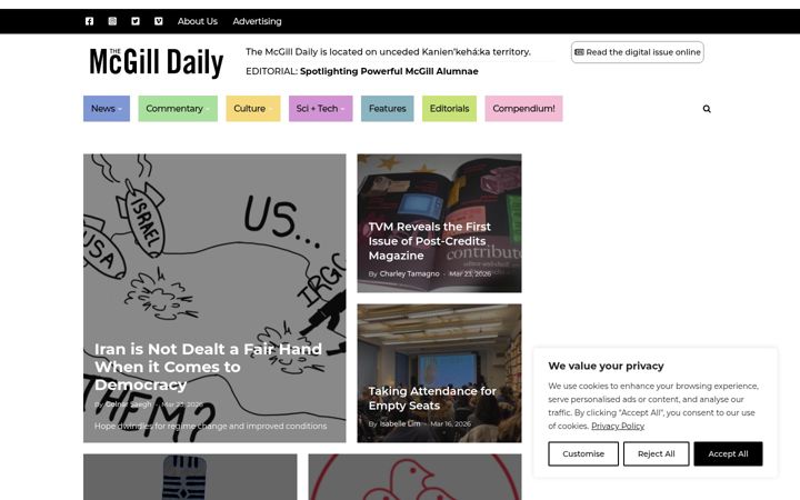 Screenshot of mcgilldaily.com
