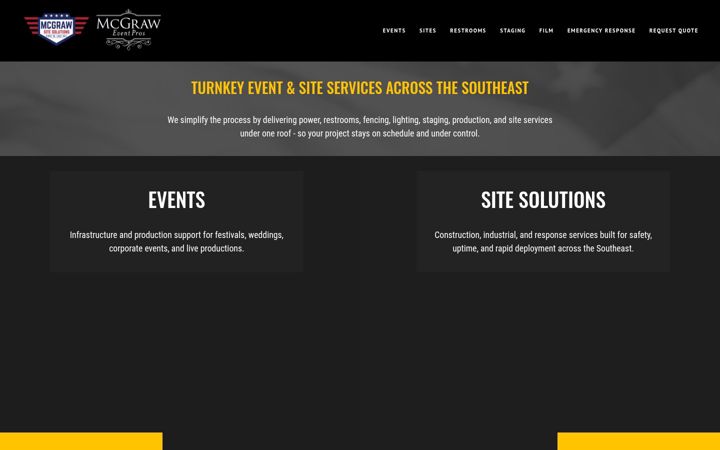 Screenshot of mcgraweventpros.com