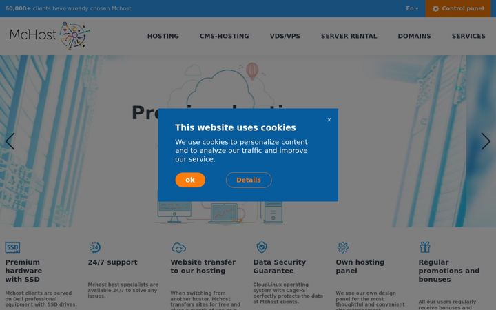 Screenshot of mchost.com