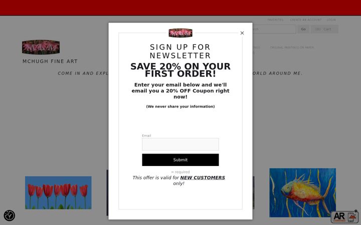 Screenshot of mchughfineart.com