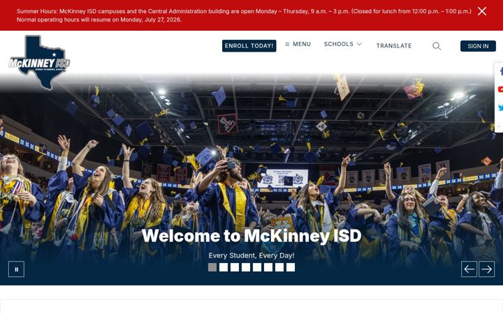 Skærmbillede af mckinneyisd.net