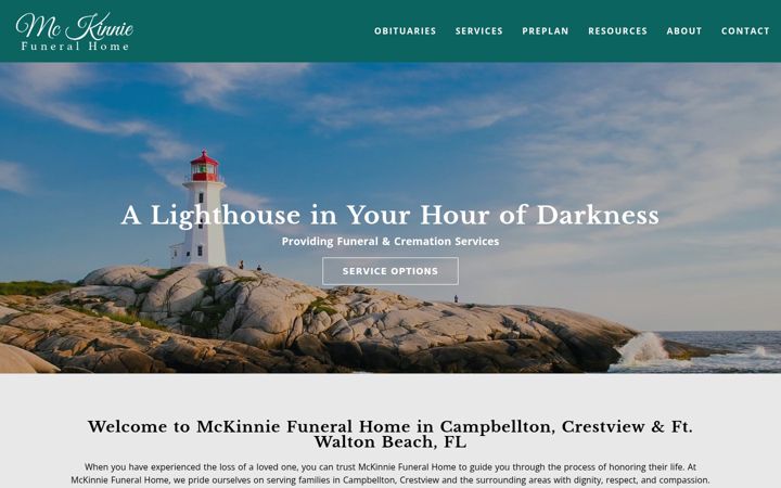 Screenshot of mckinniefuneralhome.com