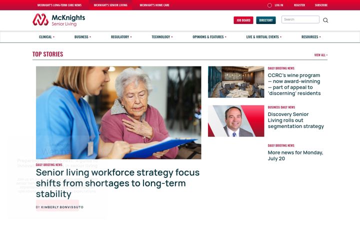 Screenshot of mcknightsseniorliving.com