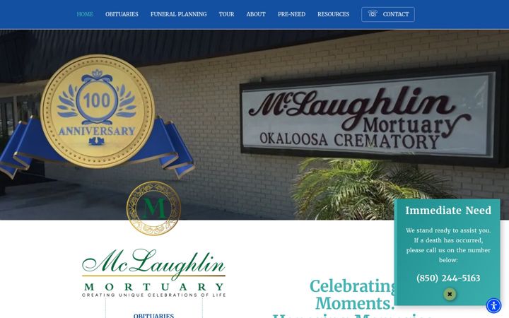 Screenshot of mclaughlinmortuary.com