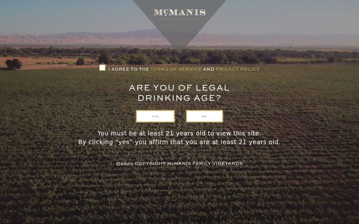 Screenshot of mcmanisfamilyvineyards.com