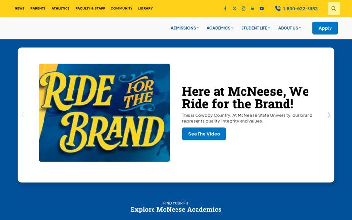 Screenshot of mcneese.edu