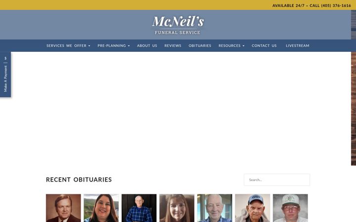 Screenshot of mcneilsfuneral.com