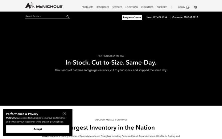 Snímek obrazovky mcnichols.com