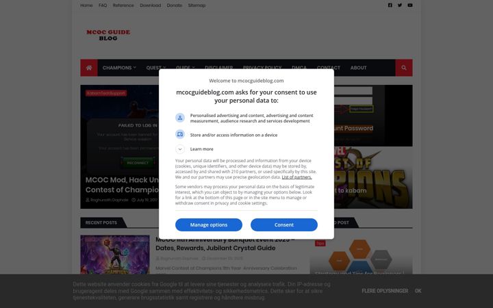 Screenshot of mcocguideblog.com