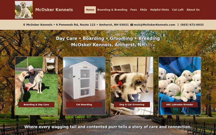 Screenshot of mcoskerkennels.com