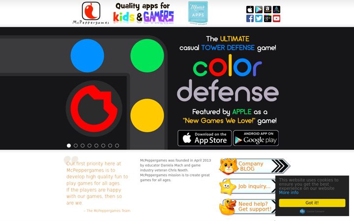 Screenshot of mcpeppergames.com