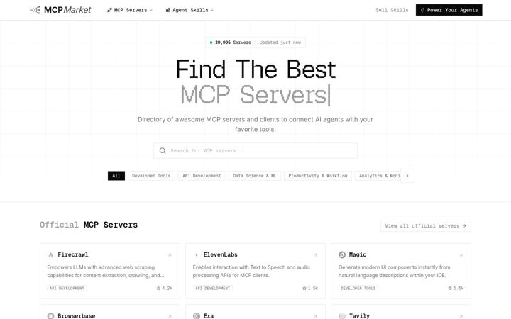 Screenshot of mcpmarket.com