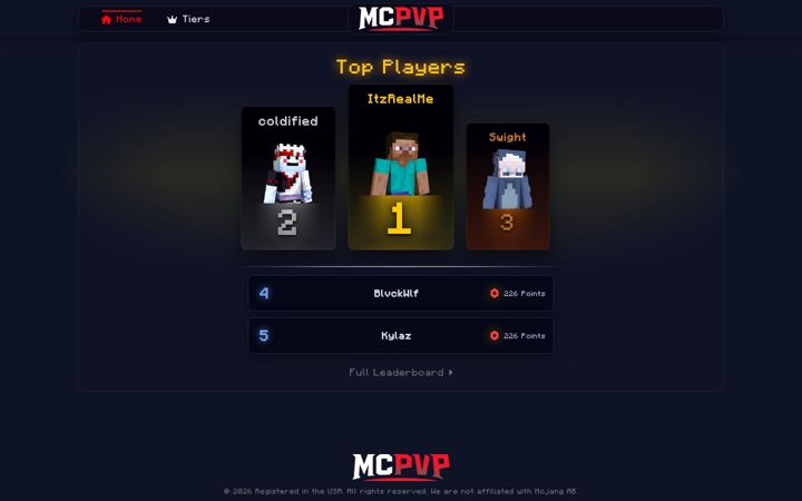 Captură de ecran a mcpvp.com