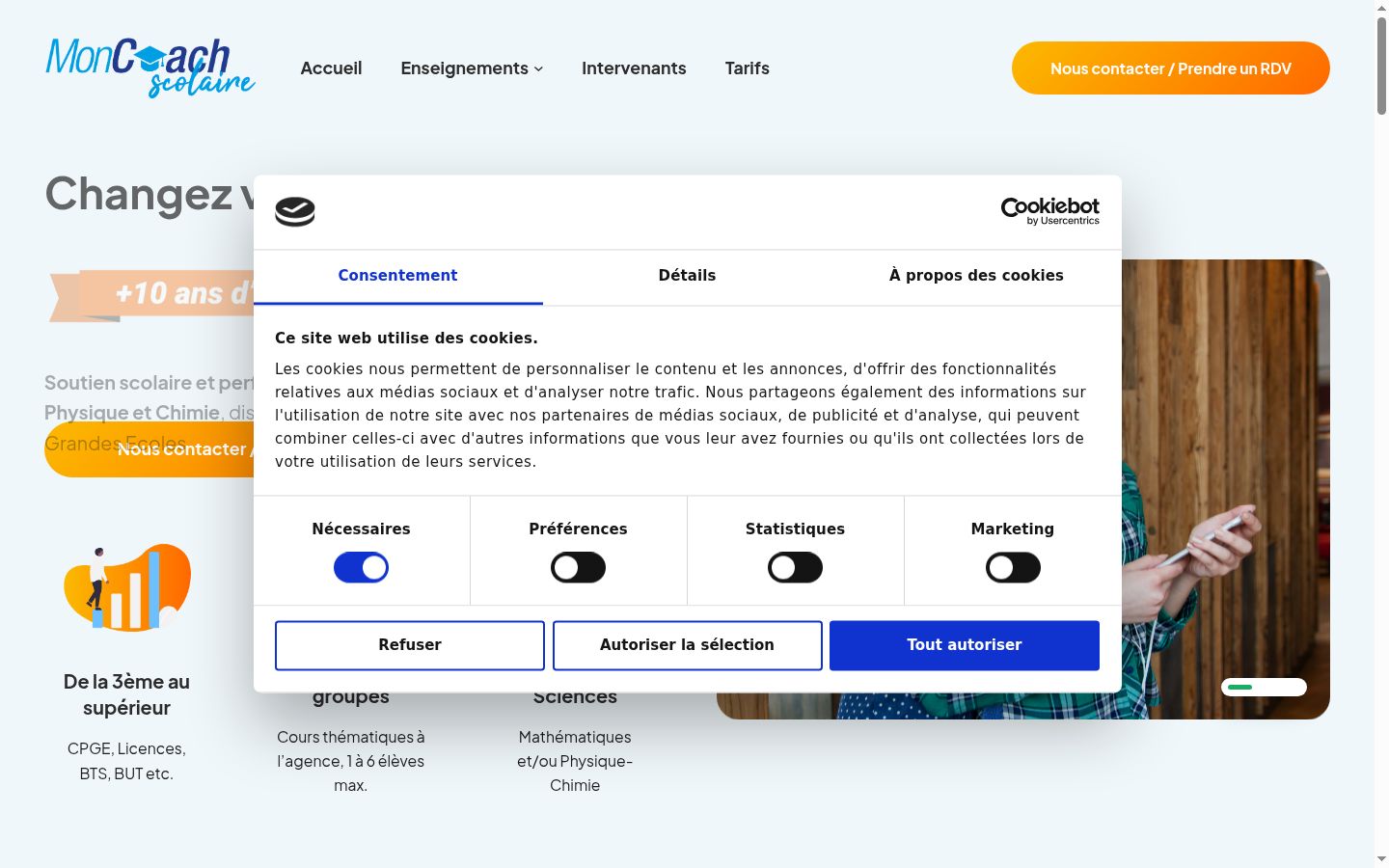 Screenshot van de toestemmingsbanner zoals getoond vóór enige interactie