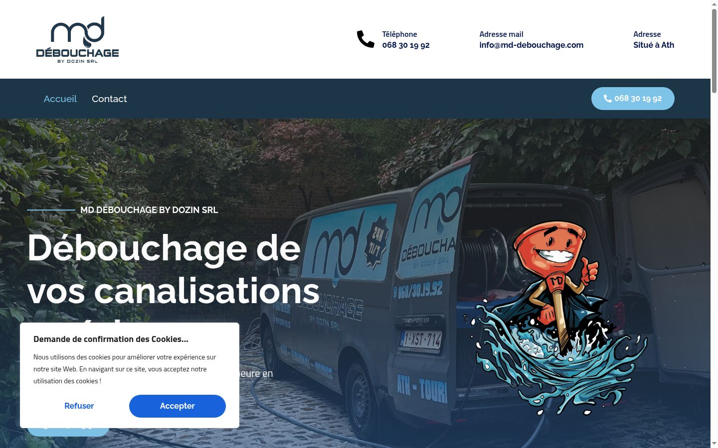 Capture d'écran de la bannière de consentement affichée avant toute interaction
