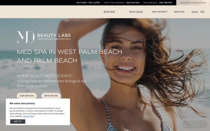 Screenshot of mdbeautylabs.com