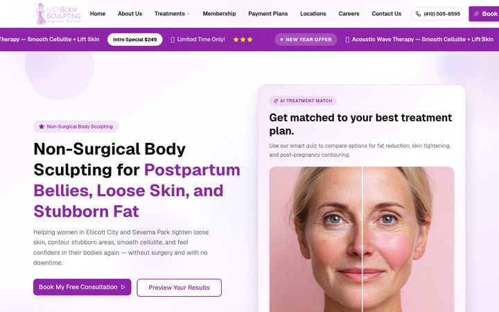 Screenshot of mdbodysculpting.com
