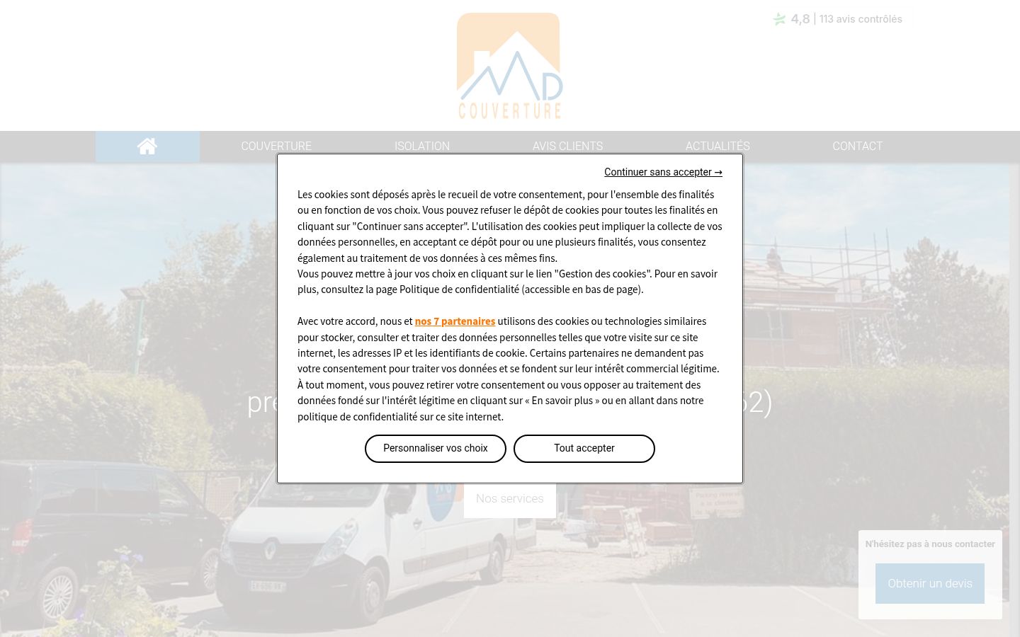 Screenshot van de toestemmingsbanner zoals getoond vóór enige interactie