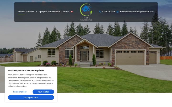 Screenshot of mdeliteconstruction.com