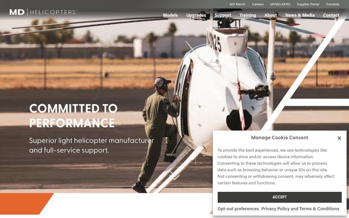 Screenshot of mdhelicopters.com