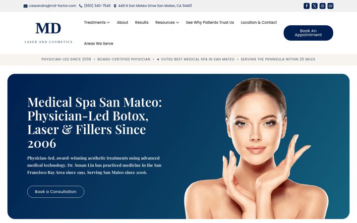 Screenshot of mdlaserandcosmetics.com