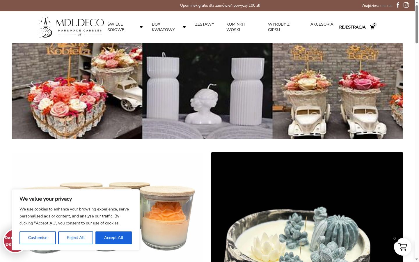 Screenshot del banner di consenso mostrato prima di qualsiasi interazione