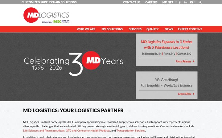 Screenshot of mdlogistics.com