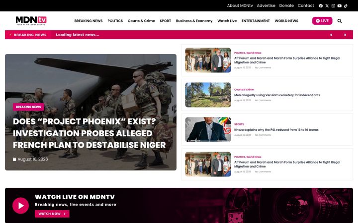 Screenshot of mdntvlive.com